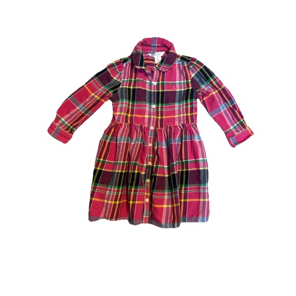 Polo Ralph Lauren Other - Polo Ralph Lauren Shirt Dress‎ Girls Pink Plaid 18 Month Button Up Pockets Tie